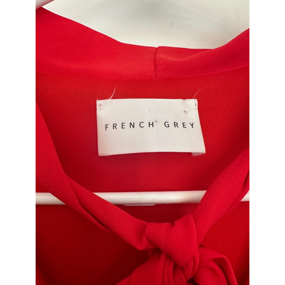 French Grey Rosanna Neck Tie Detail Red Dress - Picture 3 of 6